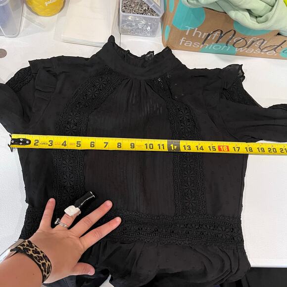 Topshop Black High Neck Gothic Regency Maxi Dress Whimysgoth Addams Lace 8 - Picture 7 of 9